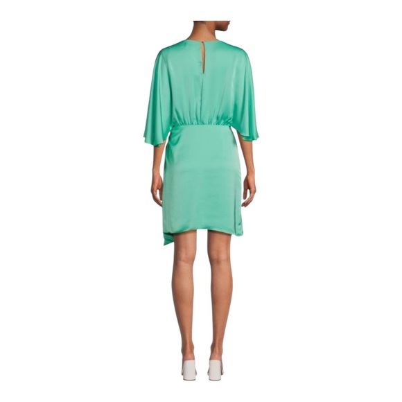 RAMY BROOK NWT Alexis Faux Wrap Satin Mini Dress Green Size 10 - Picture 3 of 11